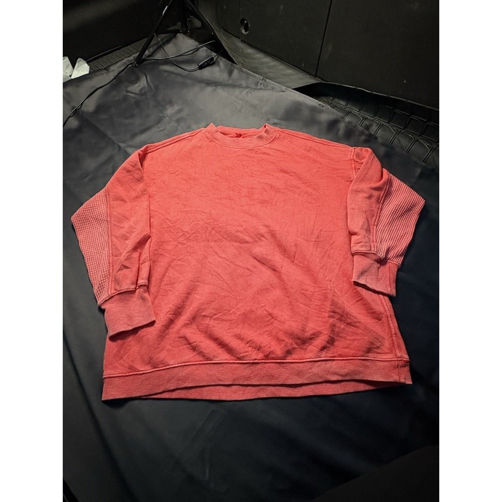Aerie Women Knit Pullover Sweater Red Solid Crew Neck Long Sleeve Sz S